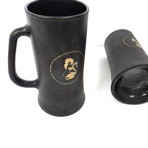 Vintage 1960’s Playboy Club Tall Black Frosted 16 oz FEMLIN Mug Stein - Set of 2